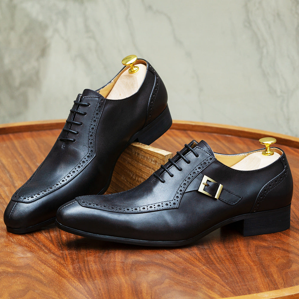Men's Leather Shoes Leather Business Office Wedding Shoes Oxford Shoes Men's Brogue Formal Wear High