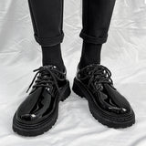 Glossy leather shoes for men, formal business british derby shoes, autum big toe casualtrendy shoes,