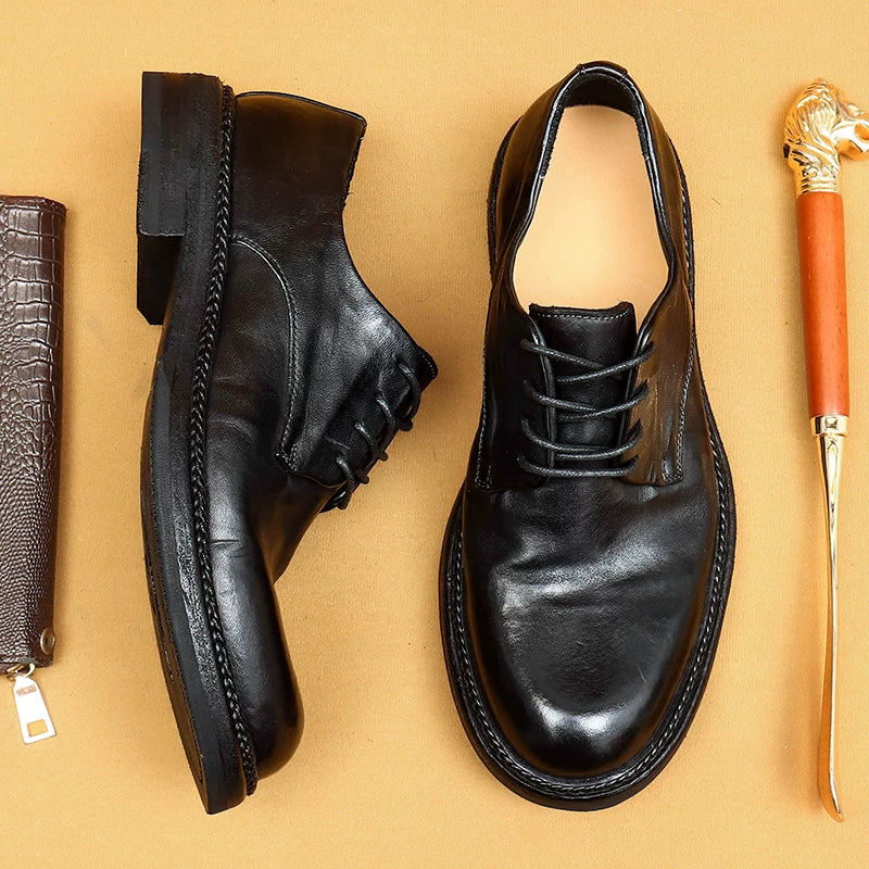 Men's Genuine Leather Leather Shoes, Handmade, Round Toe