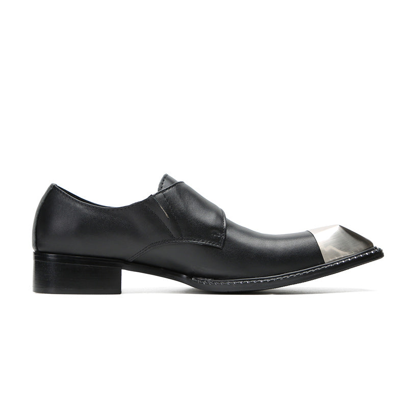 British three-joint leather shoes men's business formal cowhide breathable square-toe suit shoes men's handmade wedding shoes Derby shoes