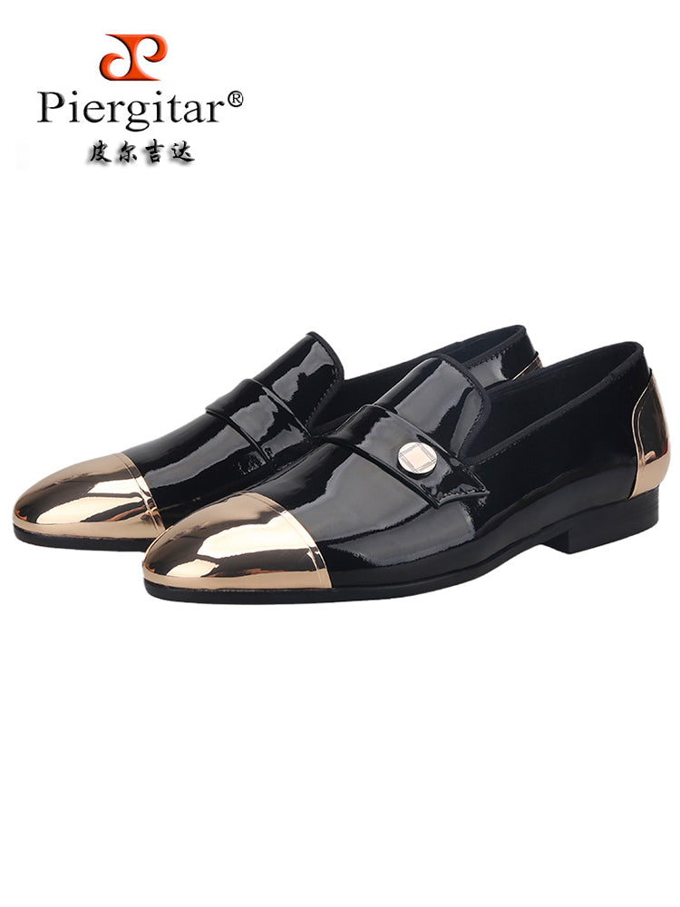 New Patent Leather Men's Slip-on Loafers Metal Buckle Wedding Banquet Party Slip-On Formal Penny Shoes for Men