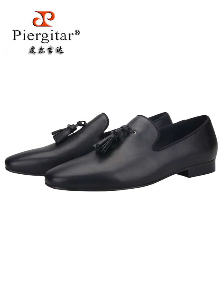 British style classic rivet tassel men's casual leather shoes wedding party one-legged red-soled loafers large size