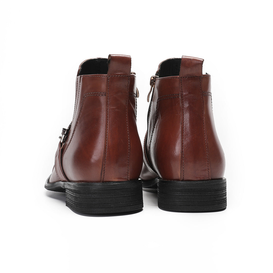 Men's Genuine Leather Chelsea Boots – Pointed Toe, British Style