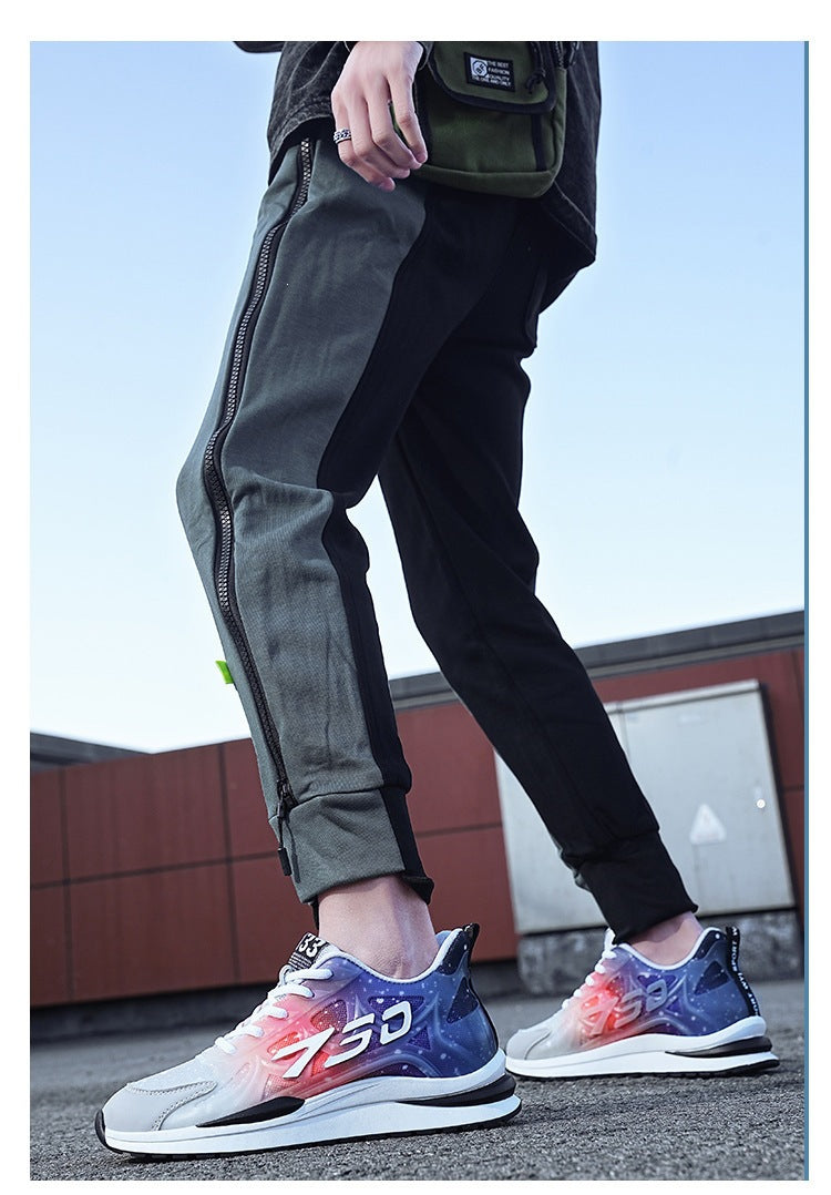 2025 new men's athletic casual shoes - 6cm hidden heel, outdoor sneakers, men's gradient color trendy small size shoes 9