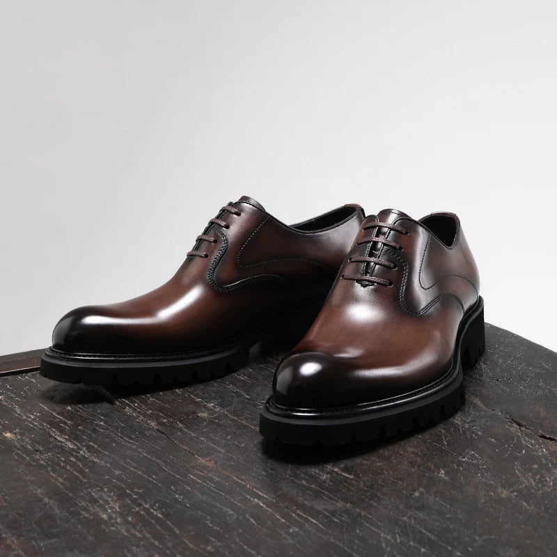 Men's Genuine Leather Oxford Shoes, Height Increasing, Pointed Toe