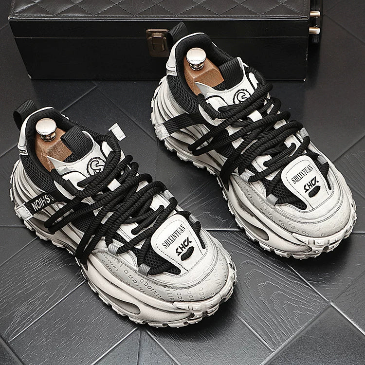 Men's 2026 New Height-Increasing Platform Breathable Lace-Up Retro Dad Shoes