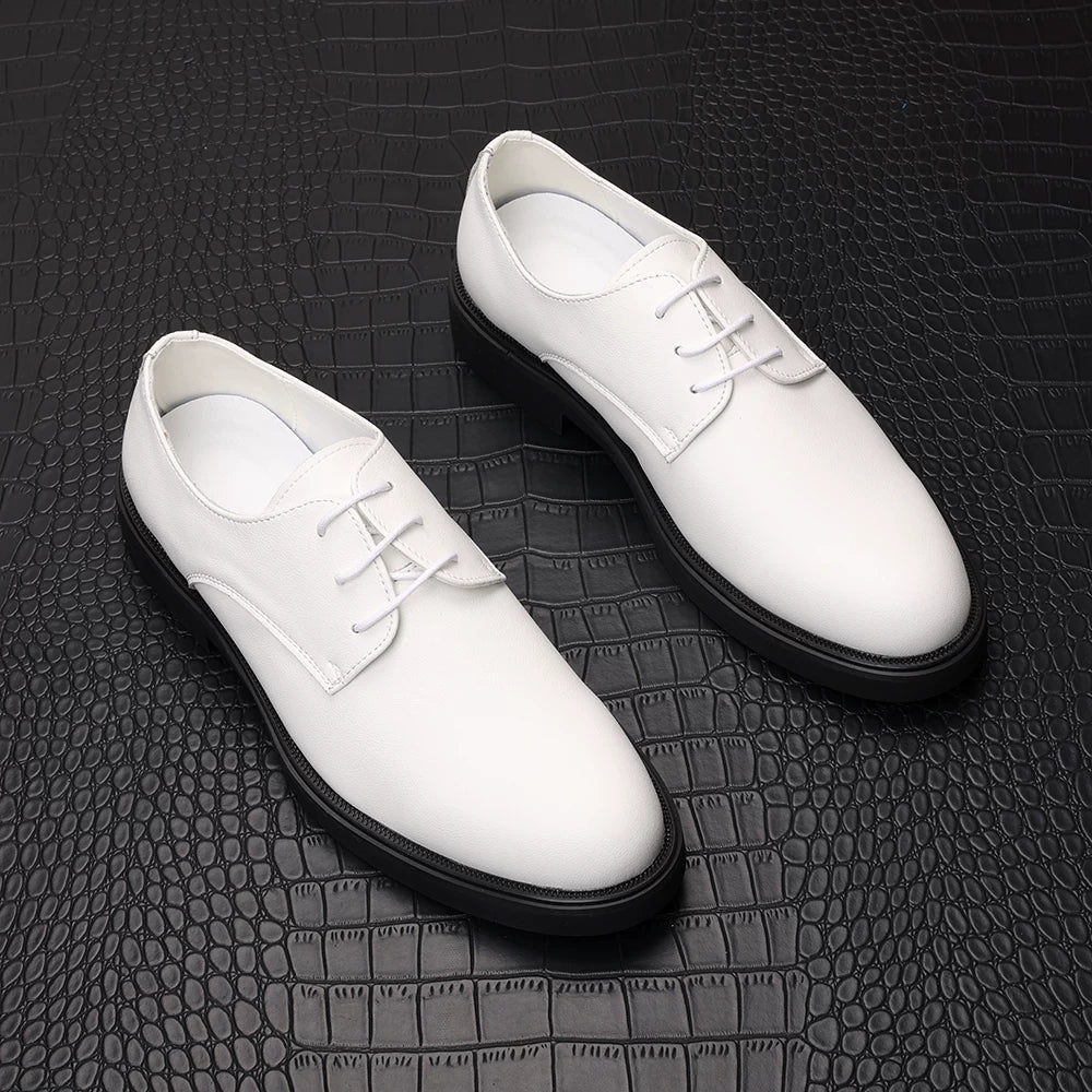 Men's Brown Derby Shoes, Height Increasing, Thick Sole