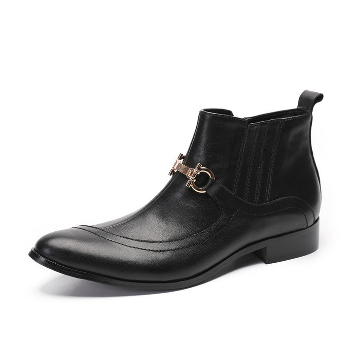 2025 British Autumn and Winter New Leather Boots Men's Shoes Short Boots Martin Boots Men's Boots Chelsea Pointed Toe Cowhide Men's Boots Fashion