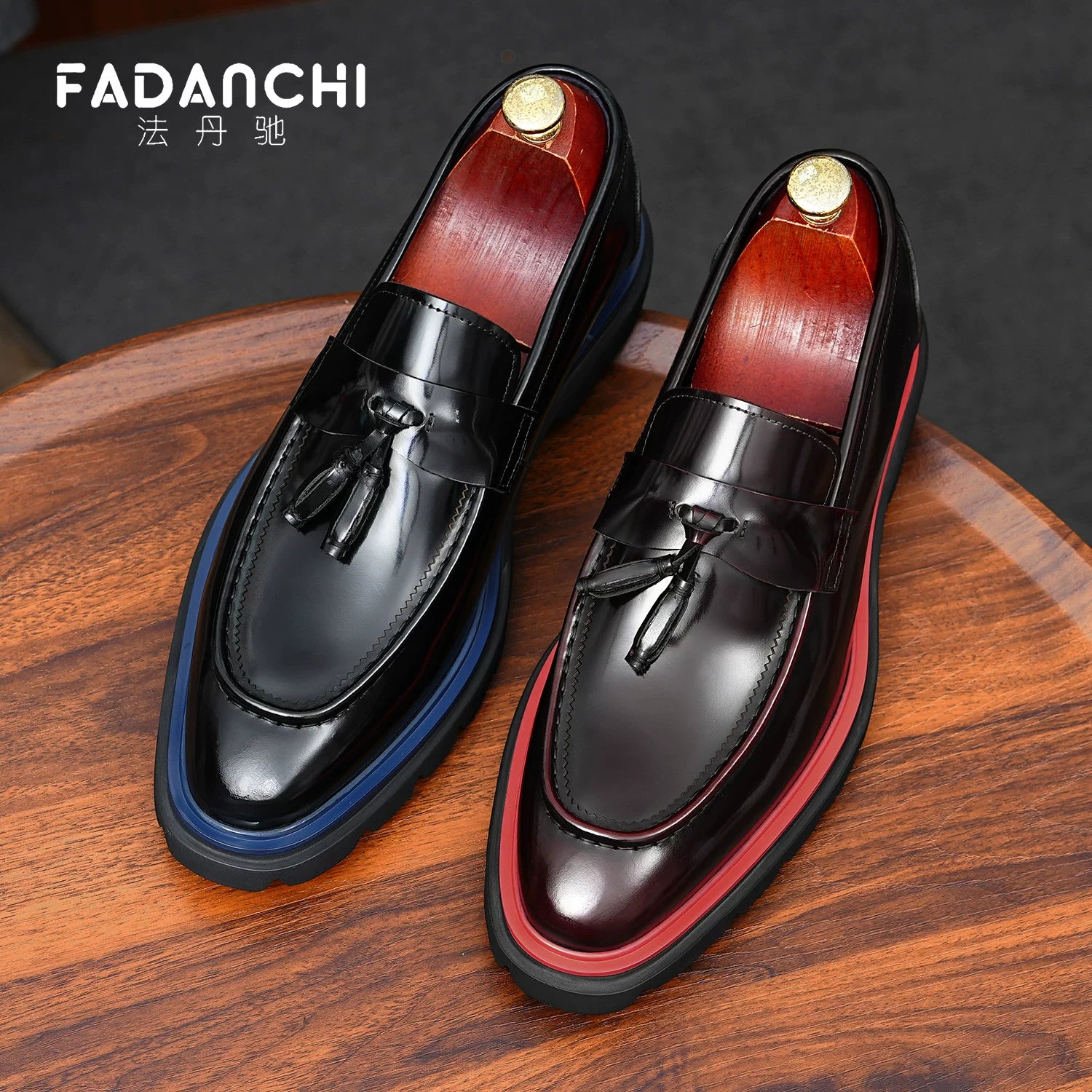 Men's Genuine Leather Loafers, Height Increasing, Thick Sole