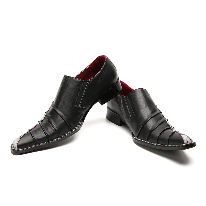 2023 Casual Beanie Shoes Men's Printed European Station Loafers Color Matching Sleeves Trendy Fashion Men's Leather Shoes Wholesale Shoes