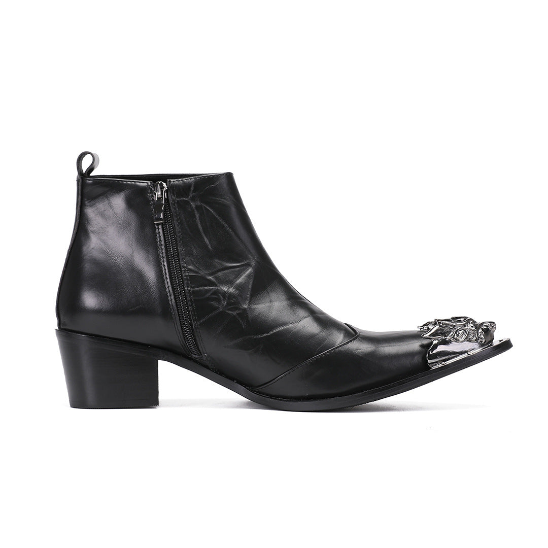 Men's Leather Boots – Embroidered, Retro – Style 94