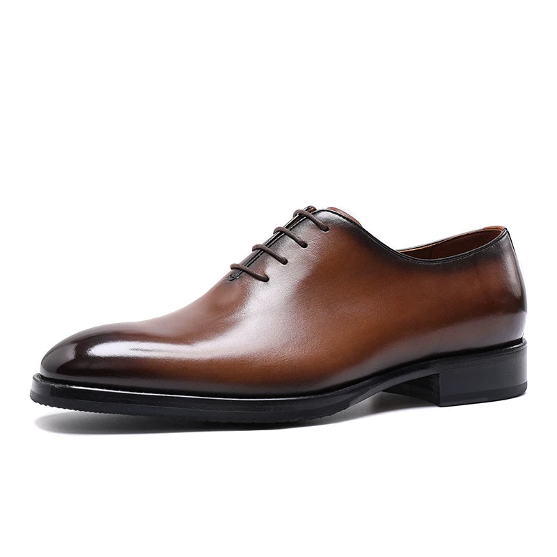 Men's Genuine Leather Oxford Shoes, Handmade, Round Toe