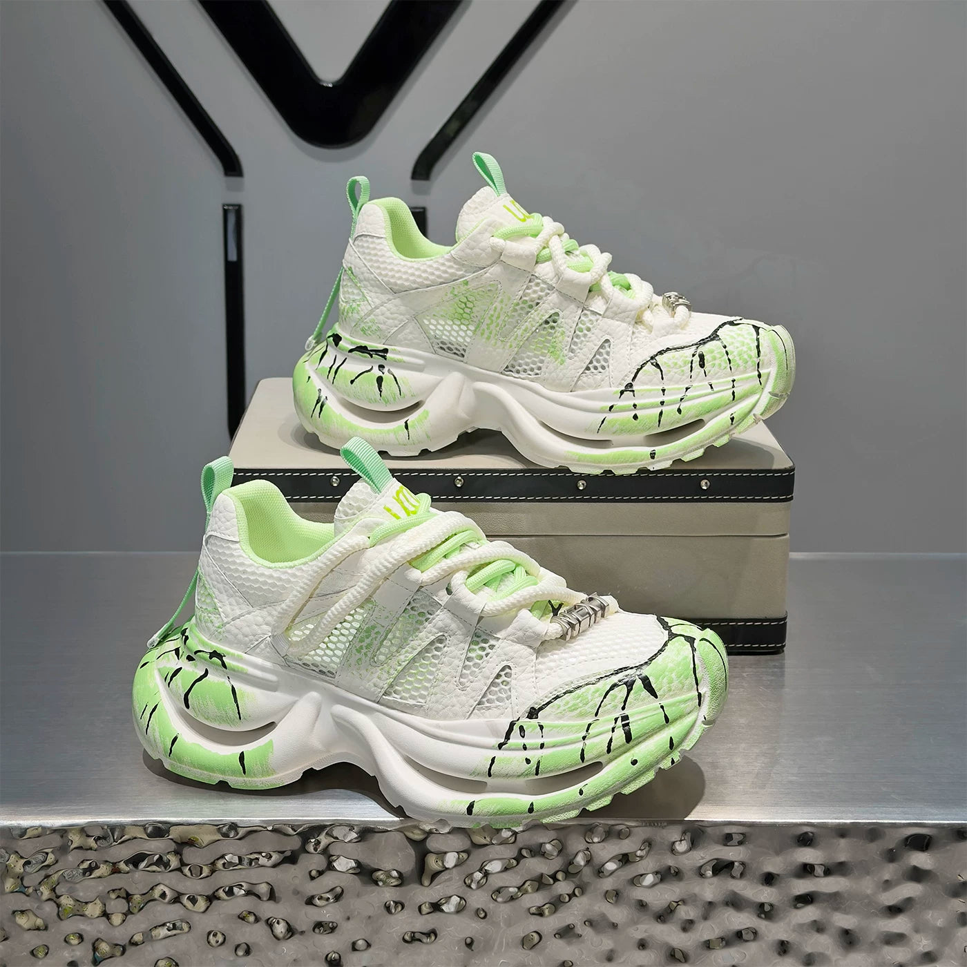 Men's Height-Increasing Platform Breathable Mesh Trendy Chunky Dad Sneakers Summer