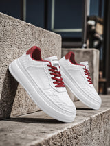 Men's 2026 new winter versatile trendy retro genuine leather white sneakers chunky sole height increasing athletic casual streetwear shoes