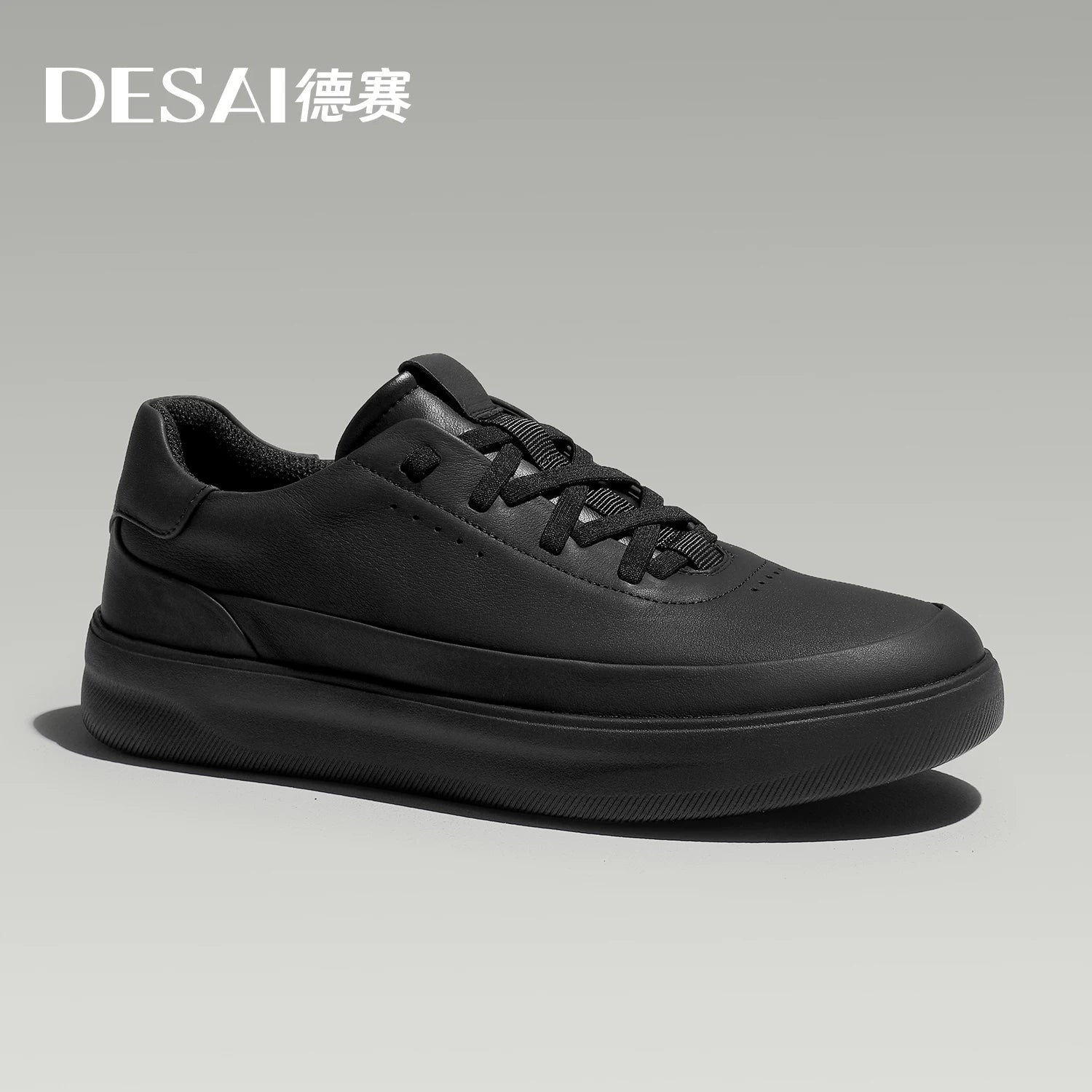 Men's Genuine Leather Skate Shoes, Breathable, Slip-On