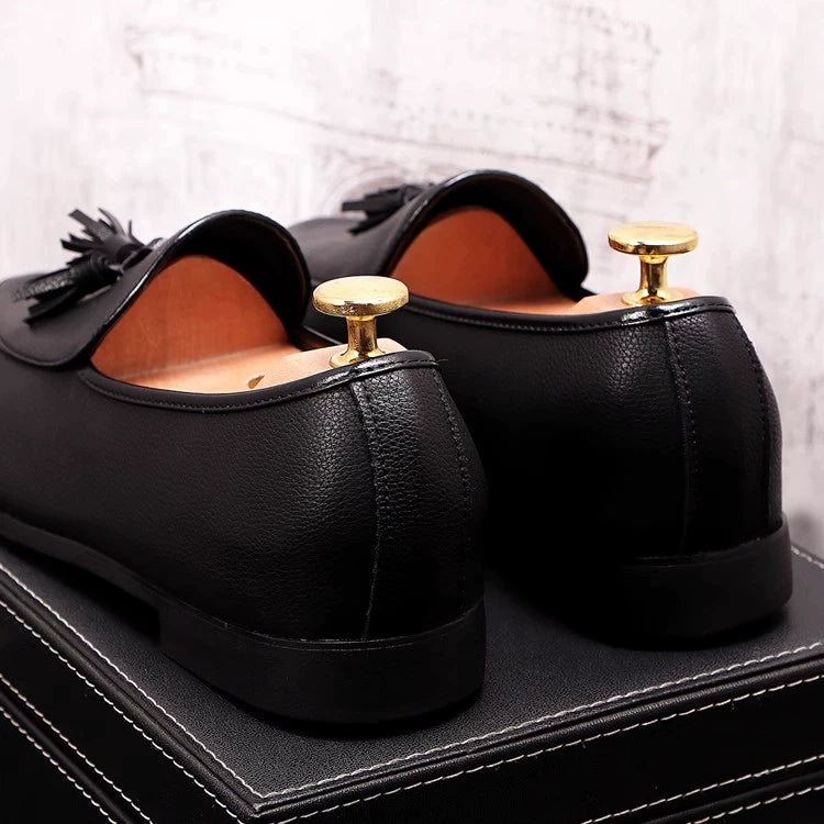 The trendy brand starts with the appearance ~ 2024 new one-foot versatile casual leather shoes, the trend of fashion increases the height of beanie shoes for men
