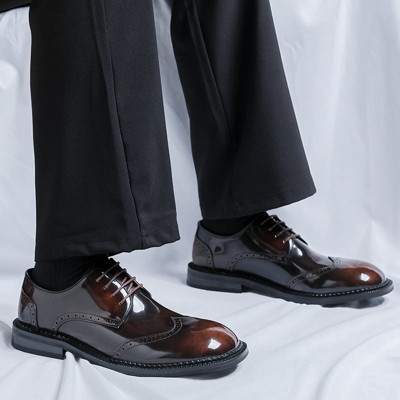 new men's formal leather shoes - square toe business dress shoes, casual versatile leather shoe
