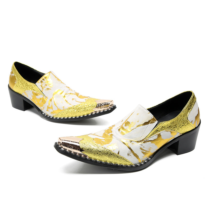 Printed men's summer thin breathable slip-on canvas trendy shoes men's soft sole brand Korean version thick sole casual heightening