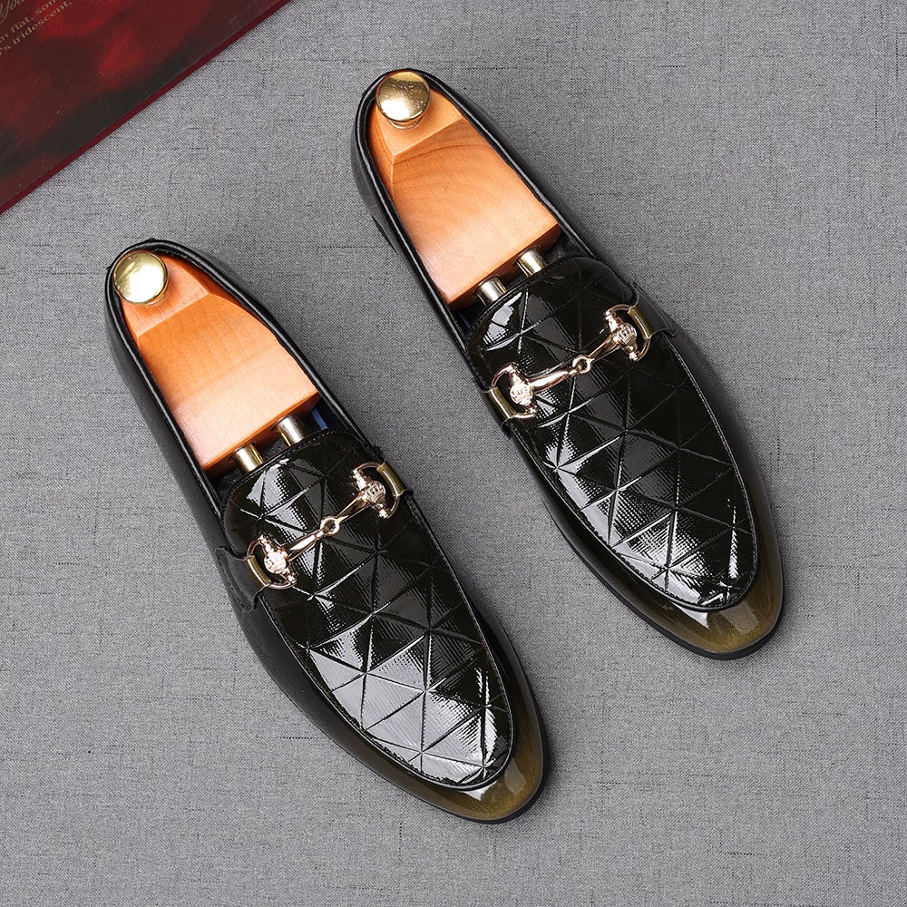 Men's Patent Leather Loafers, Height Increasing, Pointed Toe