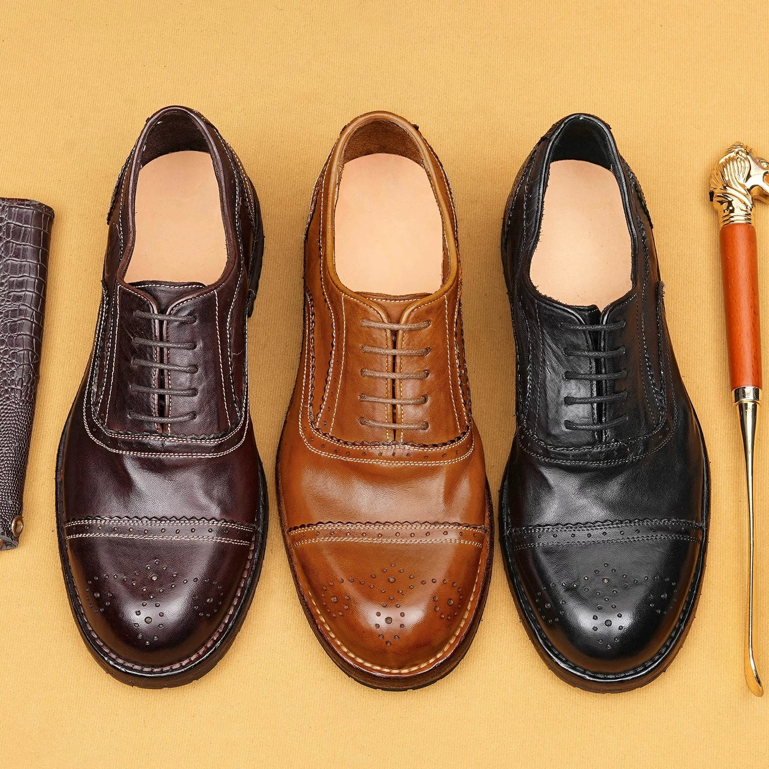 Men's Genuine Leather Oxford Shoes, Handmade, Business