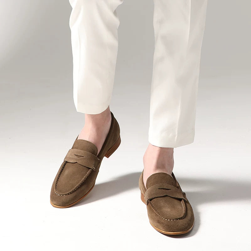 Men's Genuine Leather Loafers, Slip-On, British Style