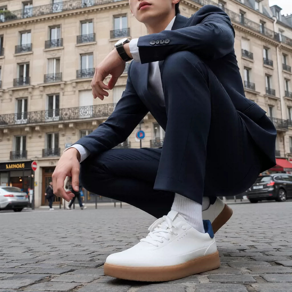 Men's Genuine Leather Skate Shoes, Breathable, Soft Sole