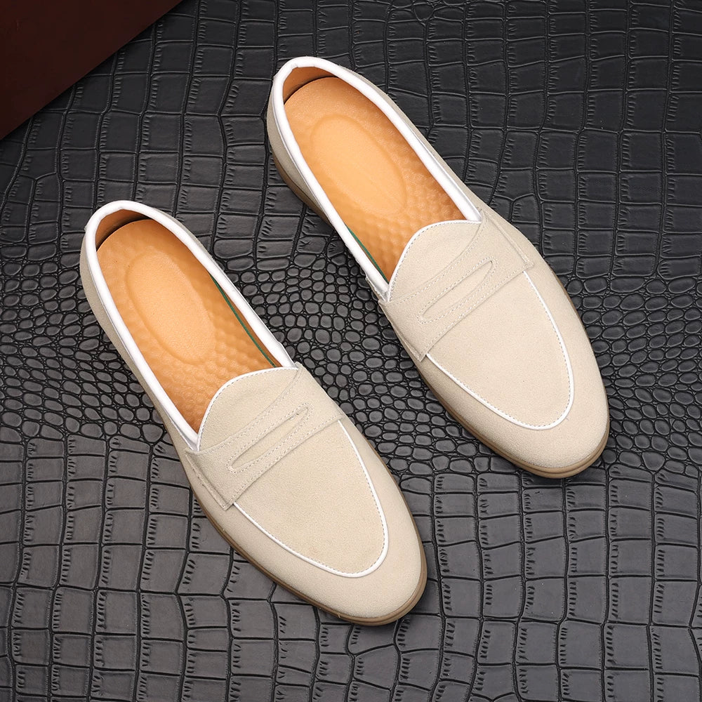 Men's Genuine Leather Loafers, Suede, Slip-On