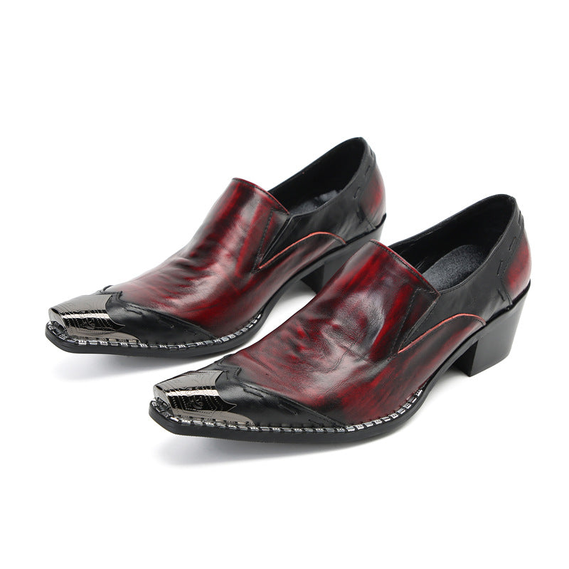 British men's shoes men's best man red groom business dress soft-soled suit summer casual leather shoes men's wedding shoes
