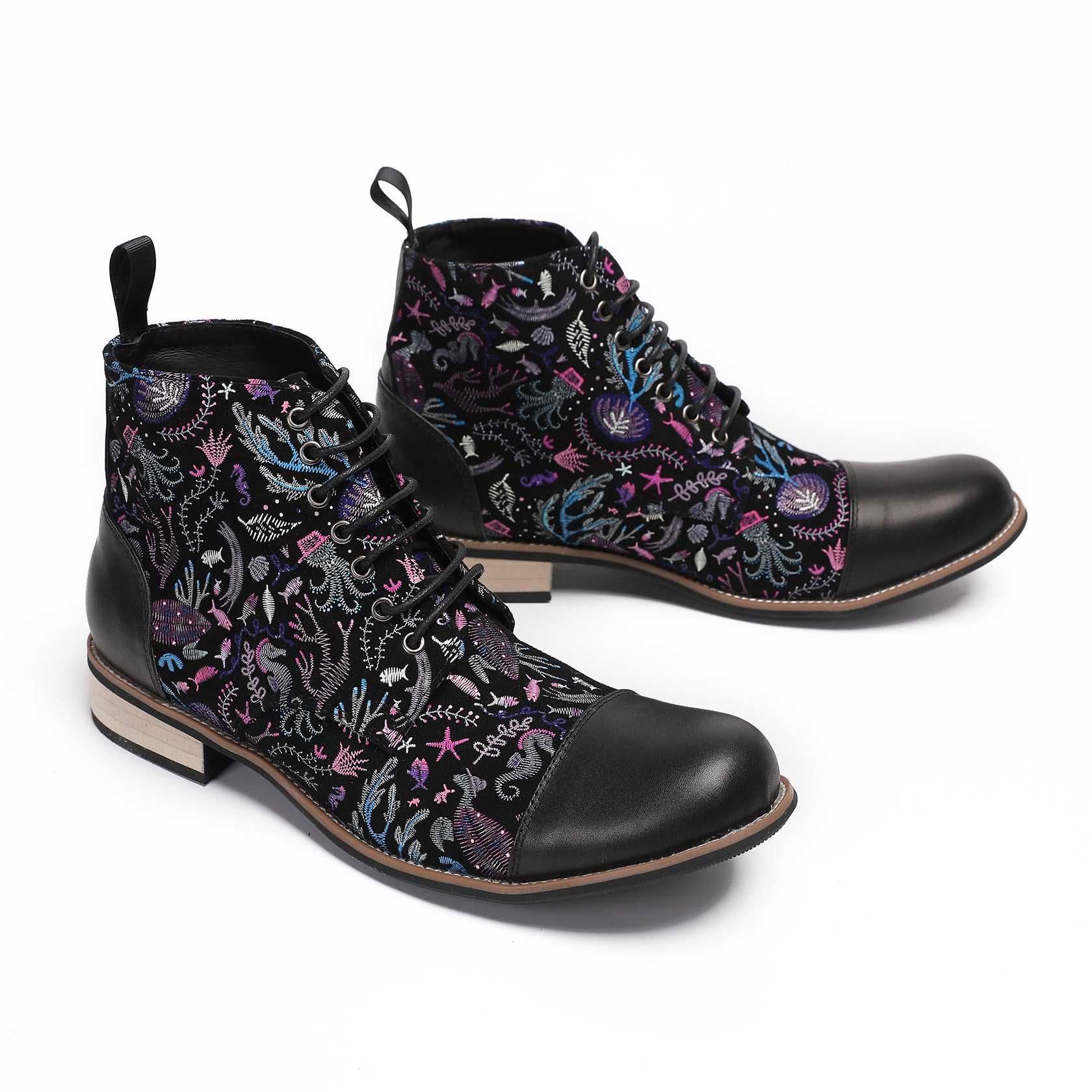 Winter Han elements high-top snow leather boots warm velvet cotton shoes men's hip-hop Chinese style Tang clothing ethnic retro style