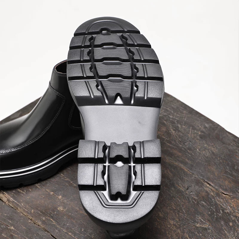 Men's Genuine Leather Chelsea Boots, Height Increasing, Thick Sole