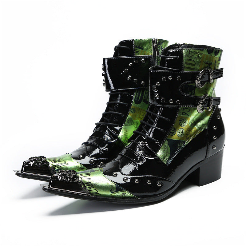 Martin boots men summer mid-high waterproof big green boots men's boots kick-resistant work boots American retro trendy boots men's shoes