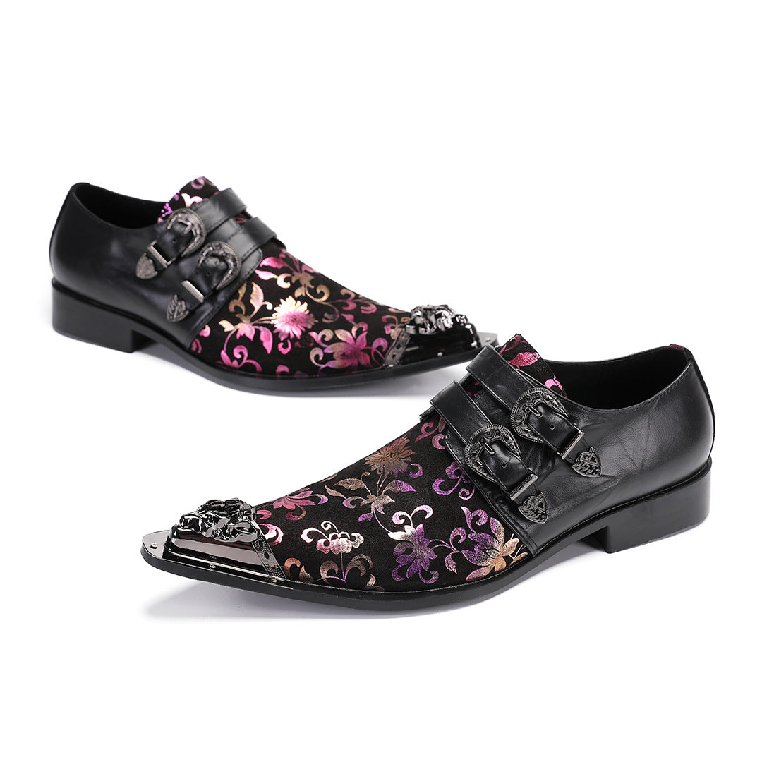 European Station Doudou Shoes Men's Printed Leather Soft Sole One Pedal Leather Shoes Lazy One Pedal Driving Shoes Gouge Shoes Tide