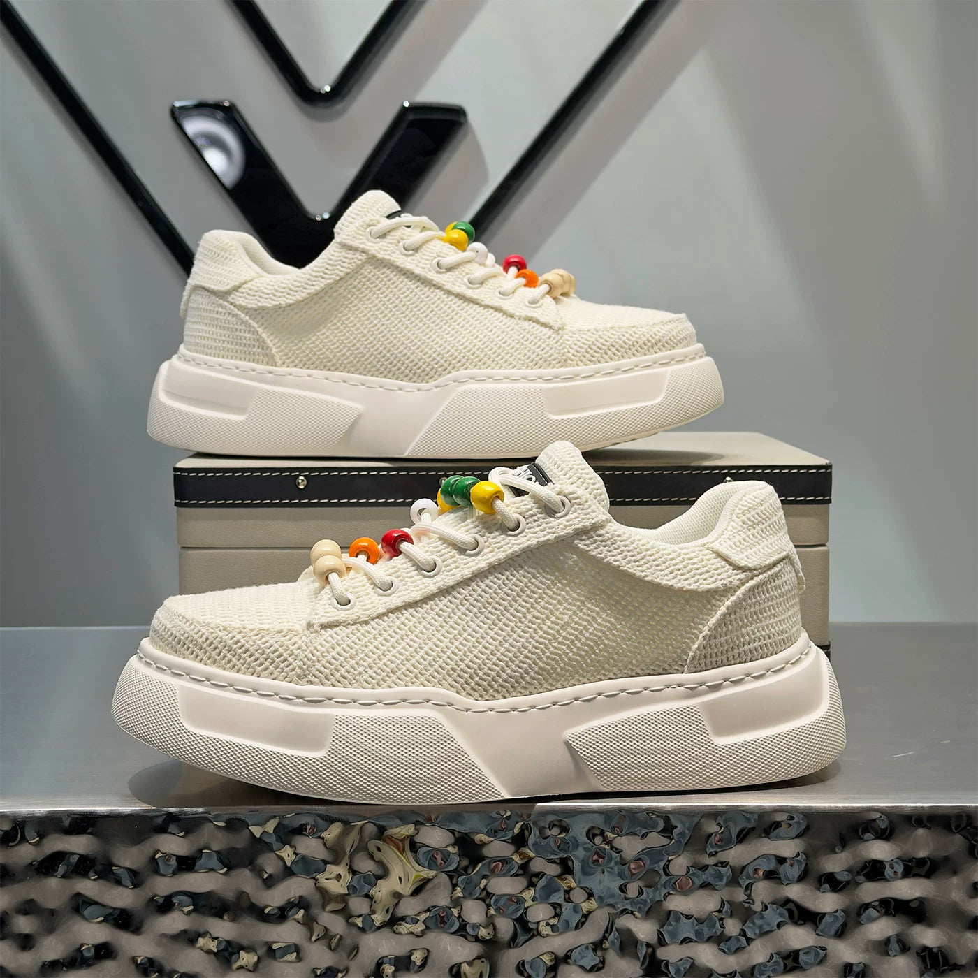 Men's Breathable Low-Top Canvas Trendy White Sneakers 2026 Summer New