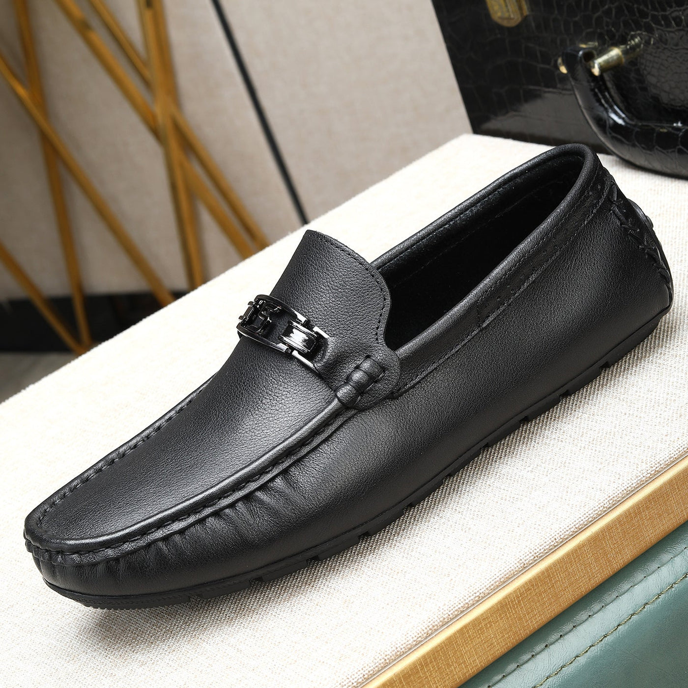 Complete set of soft leather soft bottom men's beanie shoes 2026 spring and summer new arrival breat 1