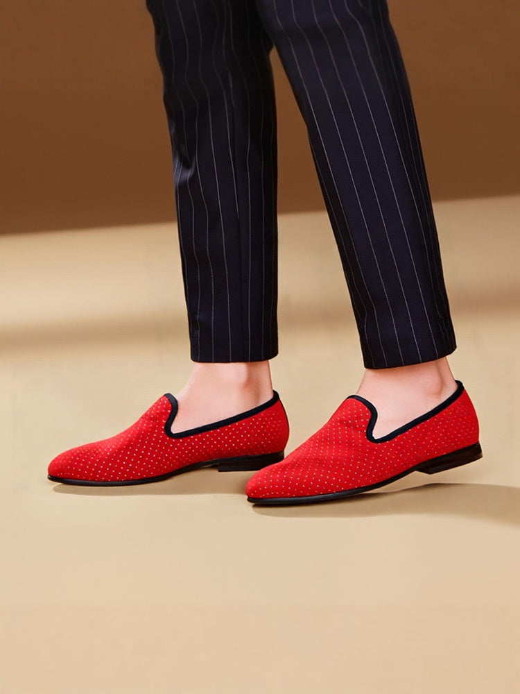 Bronzing men's cloth shoes gold dot slip-on loafers European and American celebrity style men's shoes trendy British style large size smoking shoes