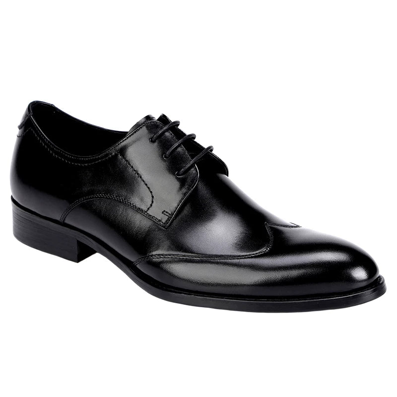 Men's Genuine Leather Derby Shoes, Breathable, Pointed Toe