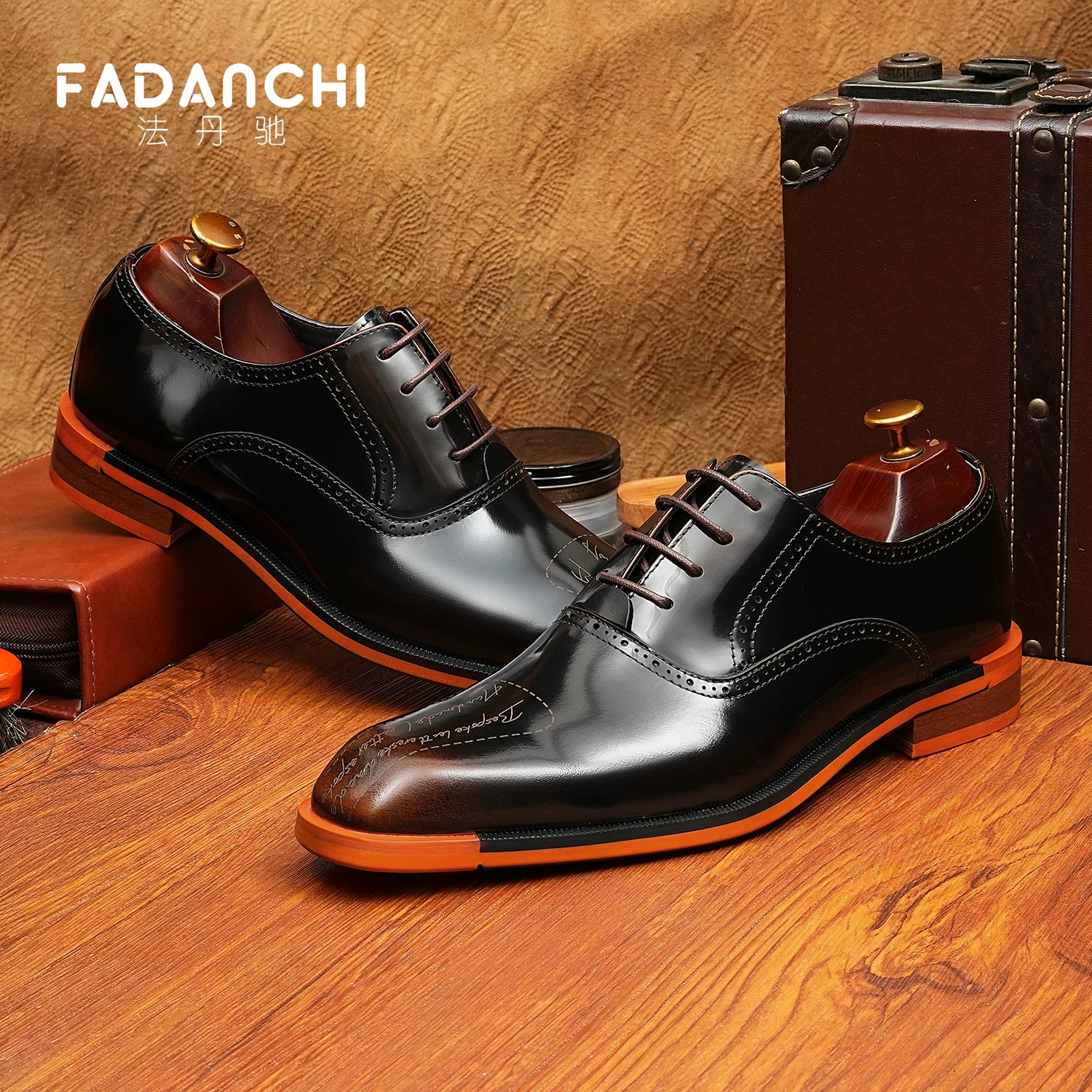 Men's Genuine Leather Oxford Shoes, Glossy, Business