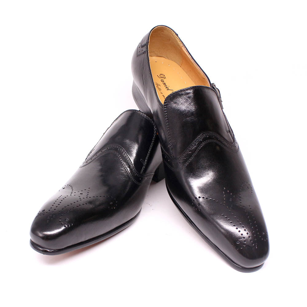New Men's Pointed Toe Business Casual Men's Shoes Formal Leather Shoes Slip-on British Trend Buckle Men's Shoes Genuine Leather