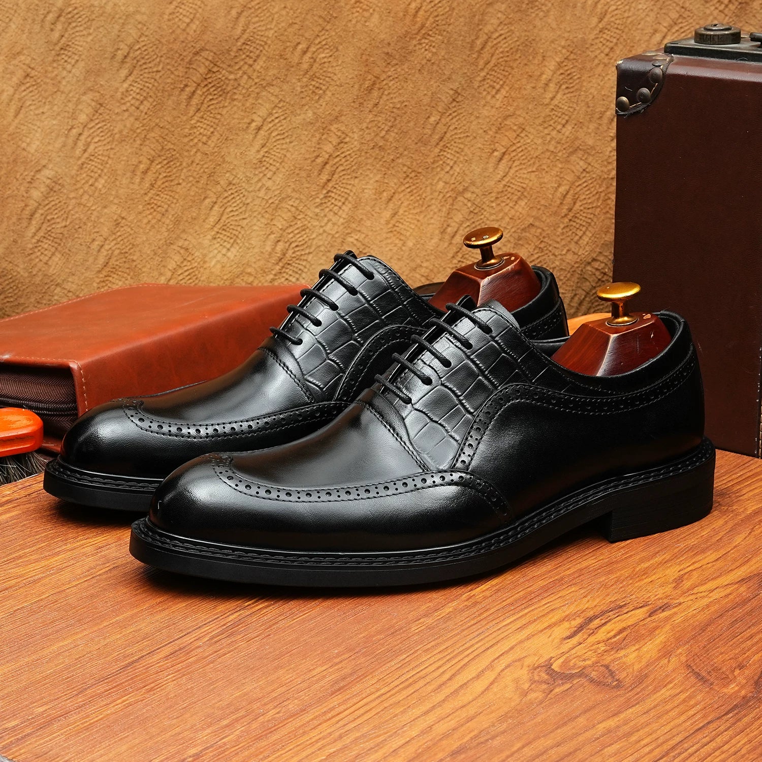 Men's Genuine Leather Oxford Shoes, Pointed Toe, Business