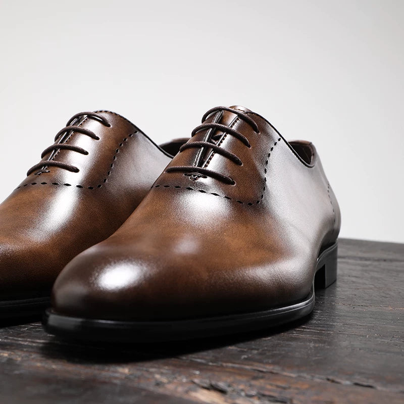 Men's Genuine Leather Oxford Shoes, Handmade, British Style