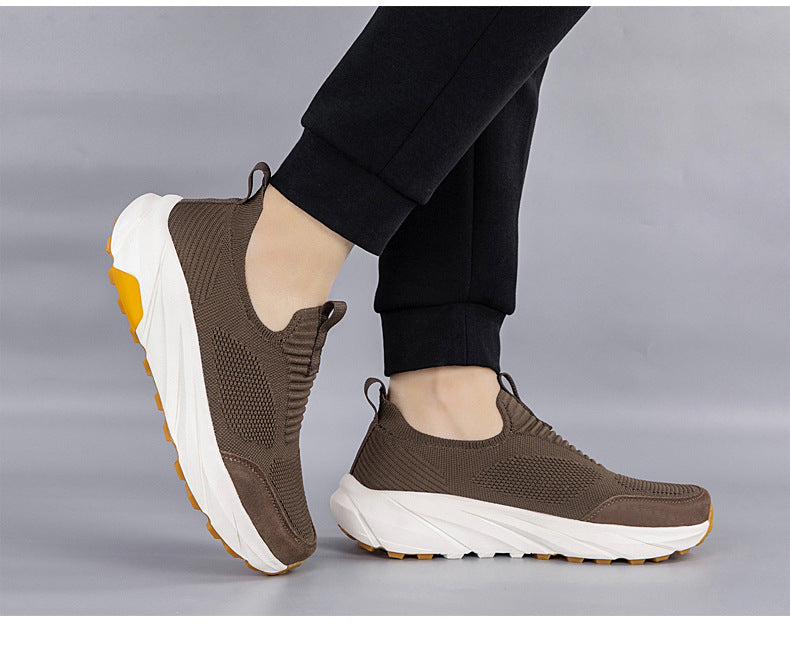 Summernew arrival wide toe men's breathable mesh walking shoes lightweight soft bottom slip-on outdoor casual sports shoes 11