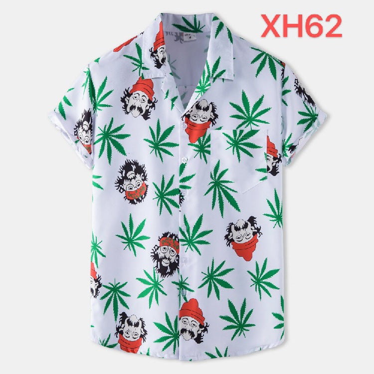 Hawaii series beach style high quality suit collar short-sleeved floral shirt for men and teenagers drop shipping