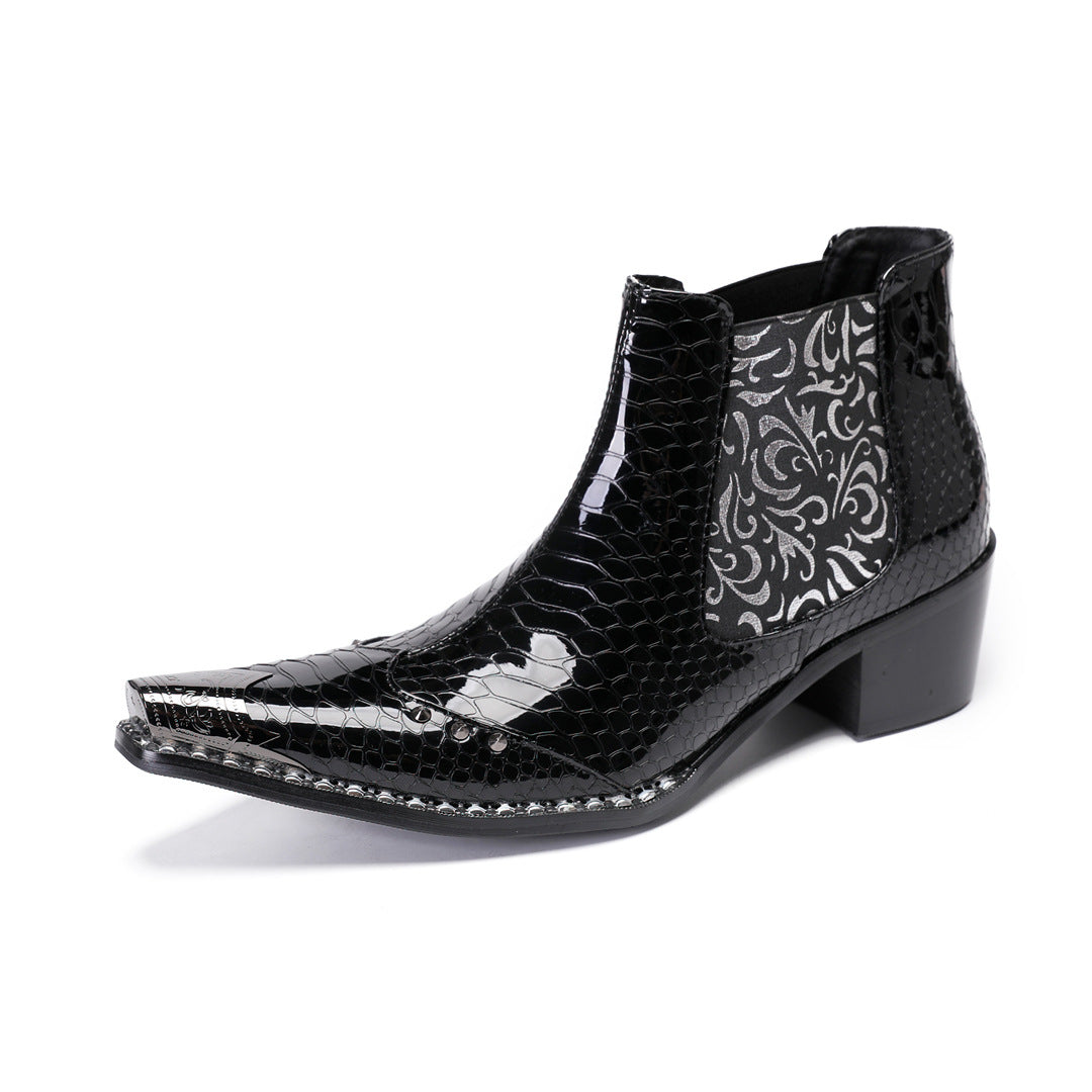Chelsea boots men's British short boots cowboy boots short boots autumn and winter new leather boots hairstylist Korean version Martin boots men's