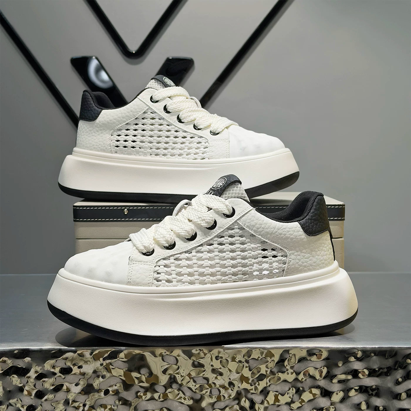 Men's Height-Increasing Platform Breathable Cut-Out Trendy Clogs Summer