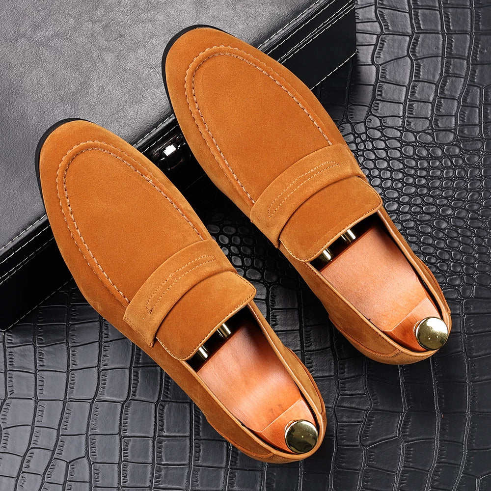 Men's Suede Loafers, Height Increasing, Pointed Toe