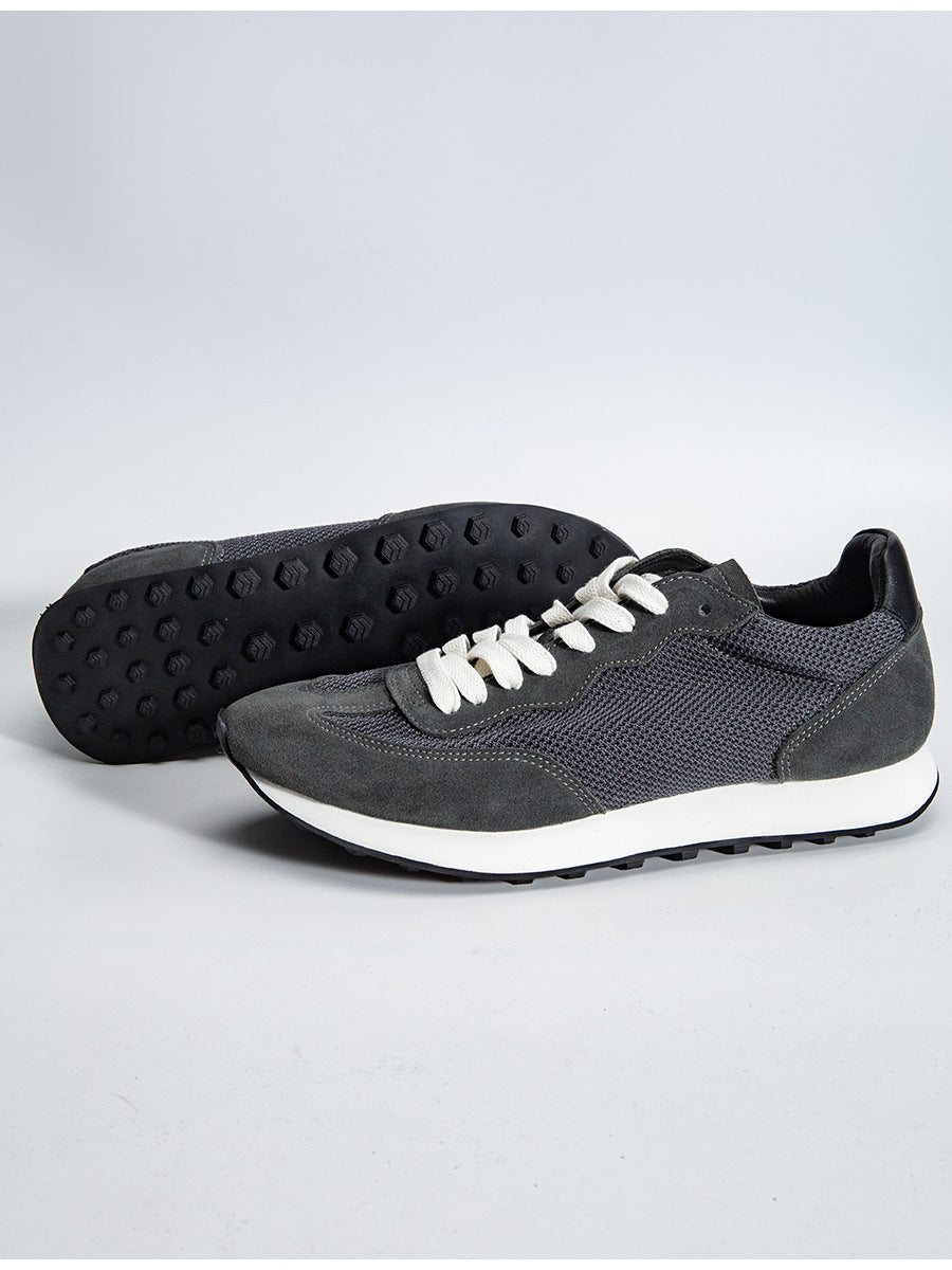 Gray feather argan shoes european station spring and summer new arrival soft breathable leather sports shoes handmade retrocasual board shoes