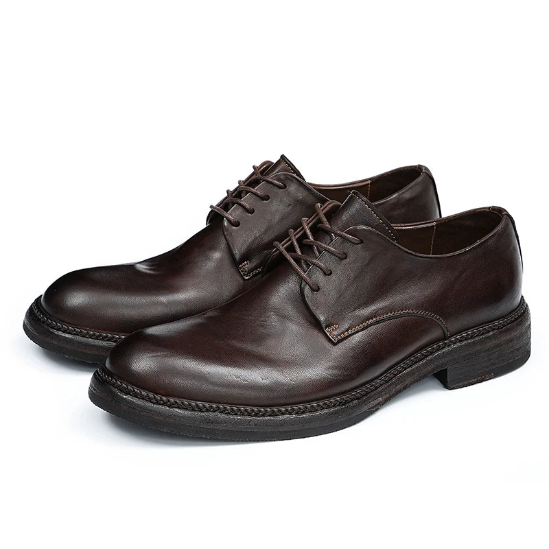 Men's Genuine Leather Leather Shoes, Handmade, Round Toe