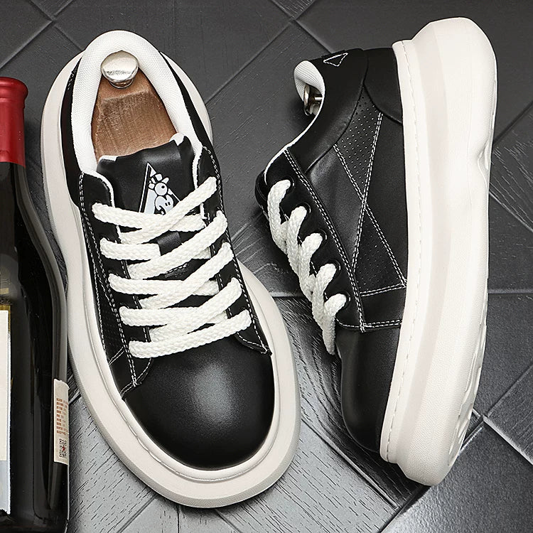 Men's 2026 New Platform Korean Style Athletic Casual White Sneakers
