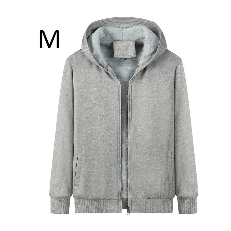 GIFTZU Men's Leather Jacket, Men Sweater Coat Autumn Winter Thickened Fashion Casual Warm Zipper Sweater Hooded Fleece Liner Sweaters Jacket Mens Clothing
