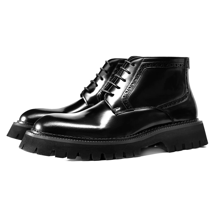Men's Genuine Leather Martin Boots, Height Increasing, Thick Sole